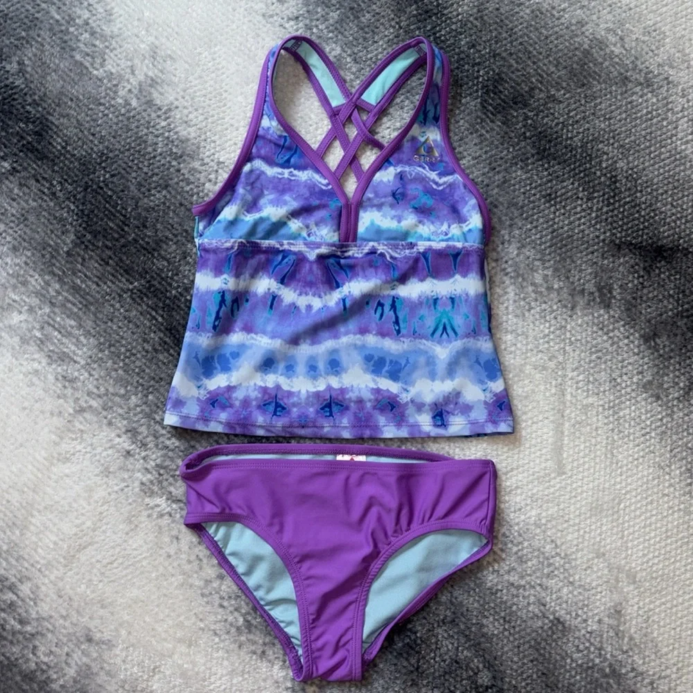 Gerry Girls Lavender 3-Piece Tankini & Shorts Swimsuit Set Size: Medium (10/12) - Picture 2 of 6